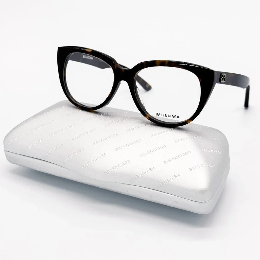 NEW BALENCIAGA EYEGLASSES BB0131O 005 ROUND OVAL DARK HAVANA WOMEN EYEWEAR BALEN